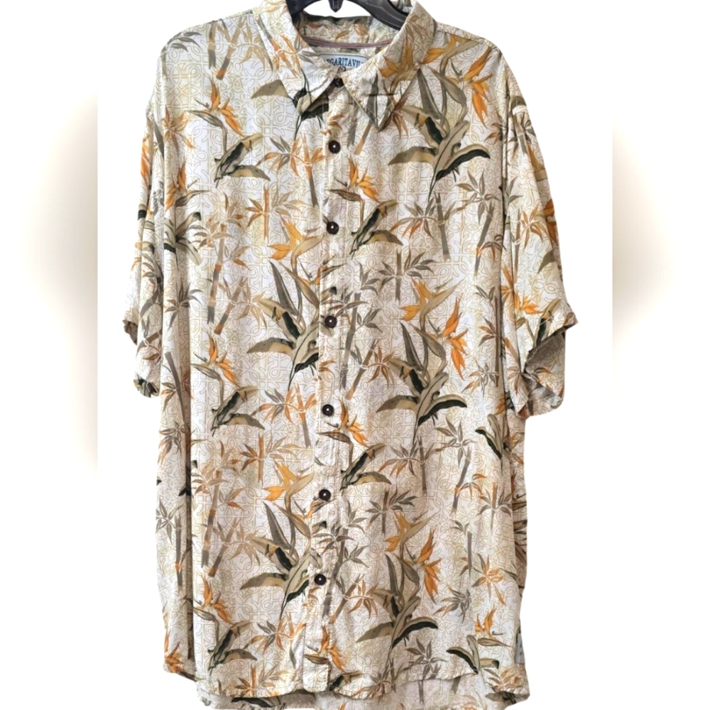 Margaritaville Tropical Print Button-Up Shirt Size XL
